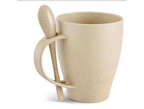 Okiyo Kawai Wheat Straw Mug & Spoon - 350ml