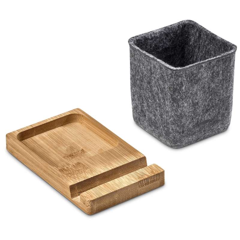 Okiyo Kyadi RPET & Bamboo Desk Caddy Phone Stand