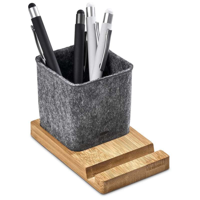 Okiyo Kyadi RPET & Bamboo Desk Caddy Phone Stand