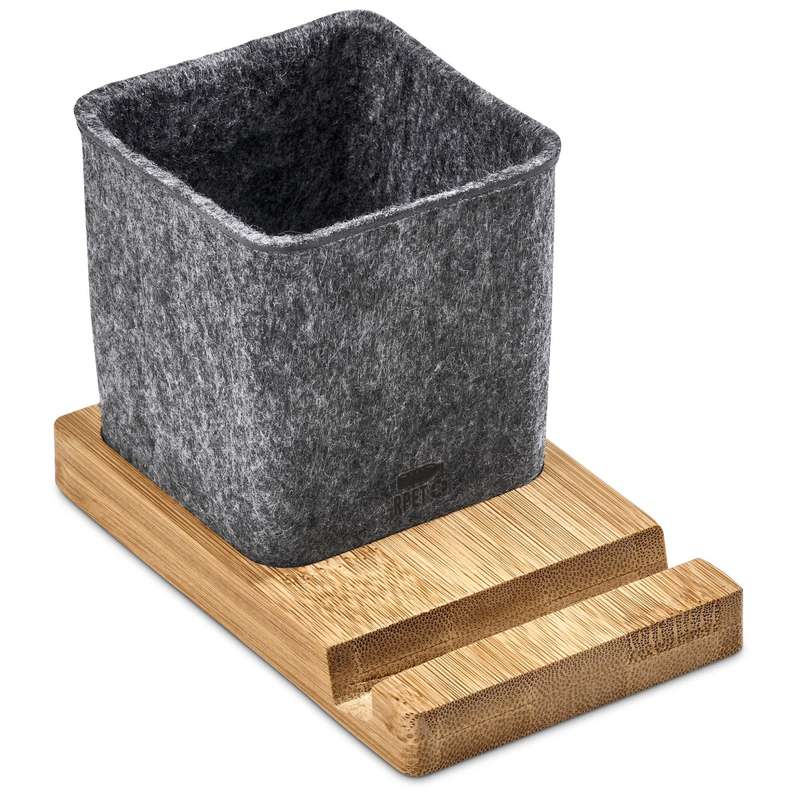 Okiyo Kyadi RPET & Bamboo Desk Caddy Phone Stand