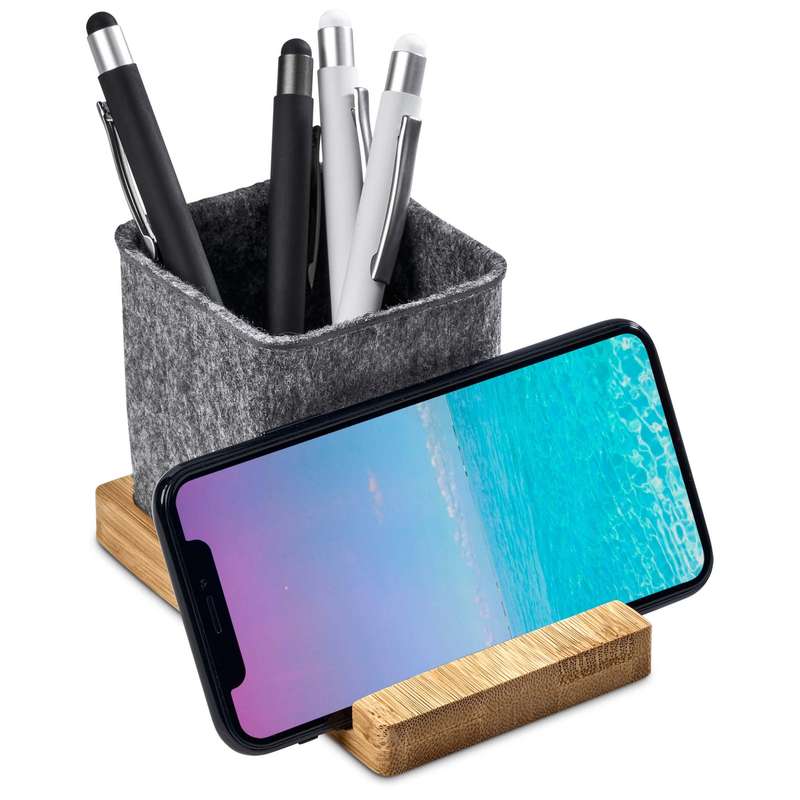 Okiyo Kyadi RPET & Bamboo Desk Caddy Phone Stand