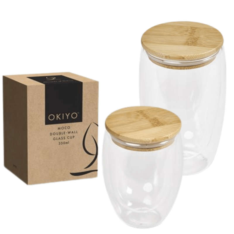Okiyo Moco Double-Wall Glass Cup & Bamboo Lid