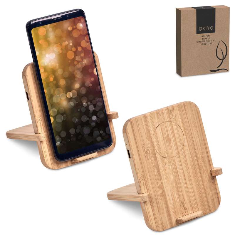 Okiyo Noryoku Bamboo Wireless Charging Phone Stand