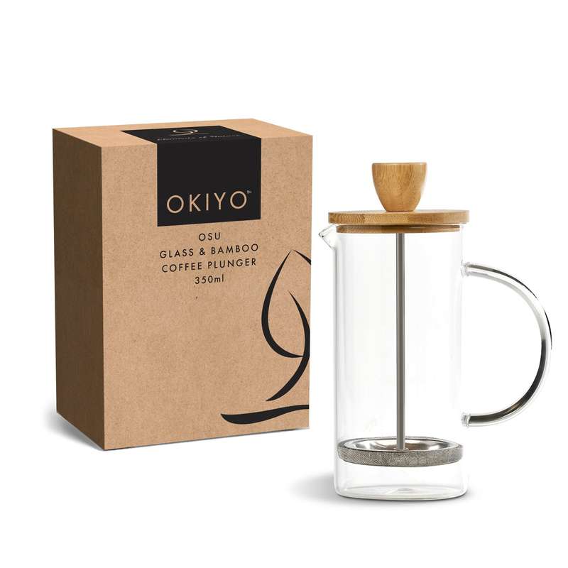 Okiyo Osu Glass & Bamboo Coffee Plunger - 350ml