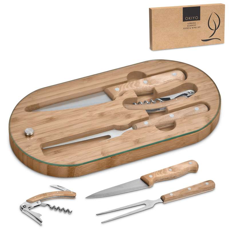Okiyo Suraisu Bamboo Food And Wine Set
