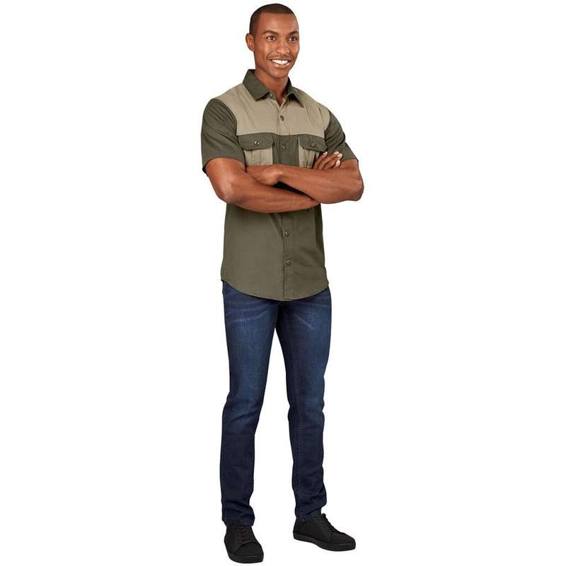 Short Sleeve Serengeti 2 Tone Bush Shirt - Mens