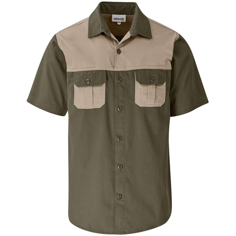 Short Sleeve Serengeti 2 Tone Bush Shirt - Mens