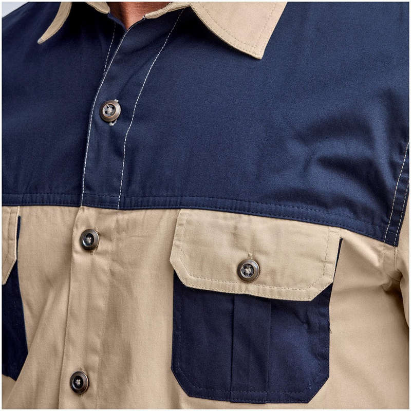 Short Sleeve Serengeti 2 Tone Bush Shirt - Mens