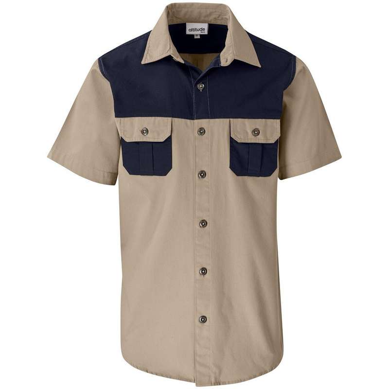 Short Sleeve Serengeti 2 Tone Bush Shirt - Mens