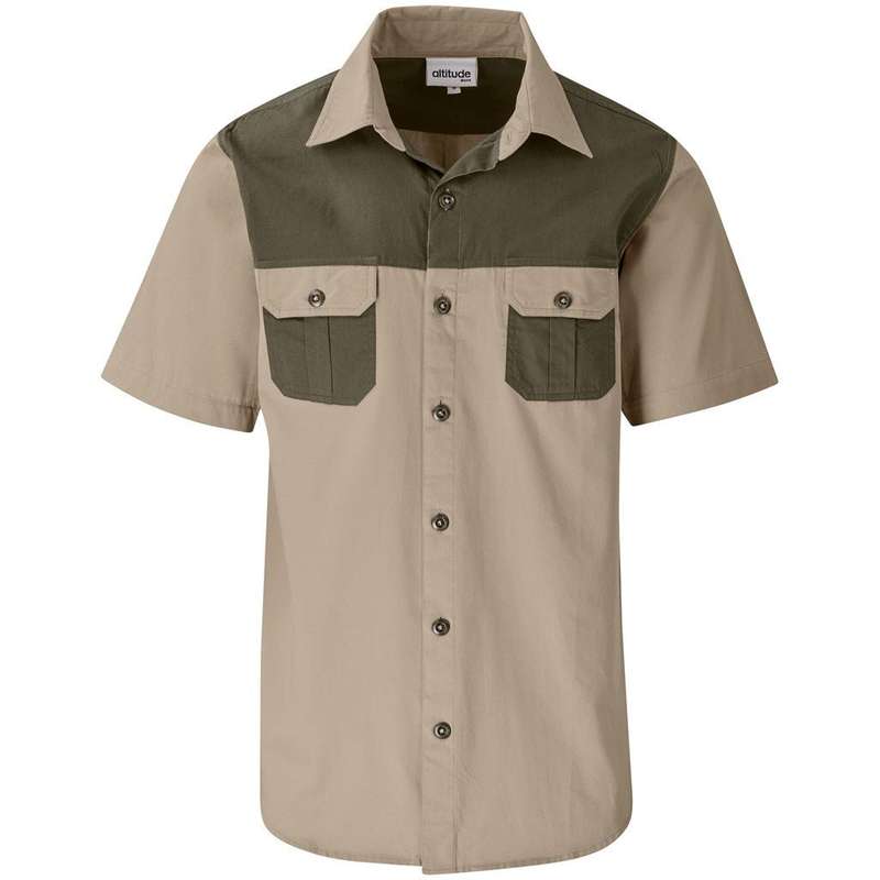 Short Sleeve Serengeti 2 Tone Bush Shirt - Mens