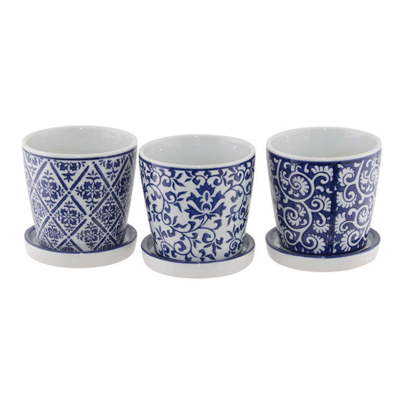 Small Ceramic Planter with Tray - 11cm