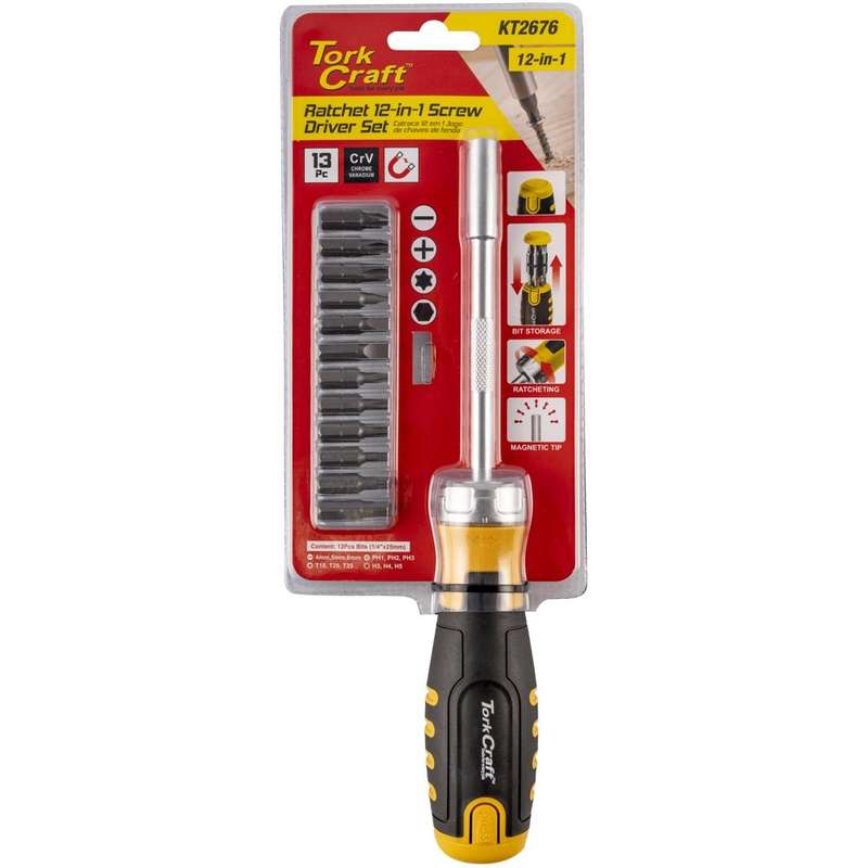 Tork Craft Ratchet Screw Driver Set - 12pc