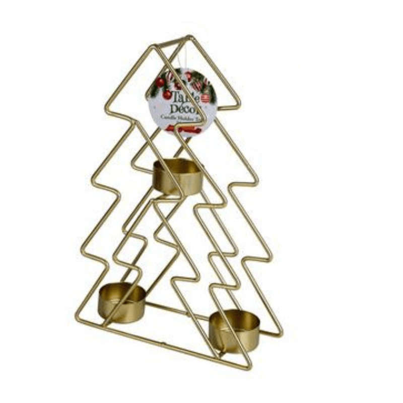 Xmas Table Decor Candle Holder Tree - 24cm