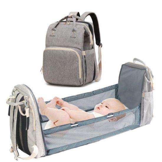 Portable Foldable Baby Bed Backpack Bag - Grey