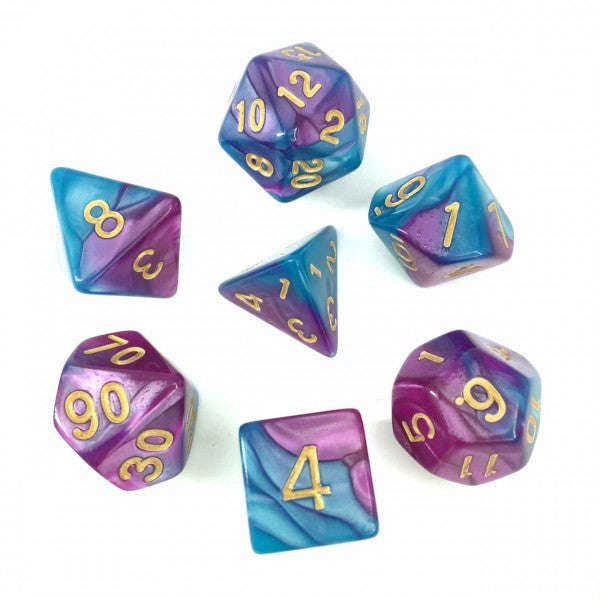 Polyhedral Dice Sets - Blend Blue+Bright Purple