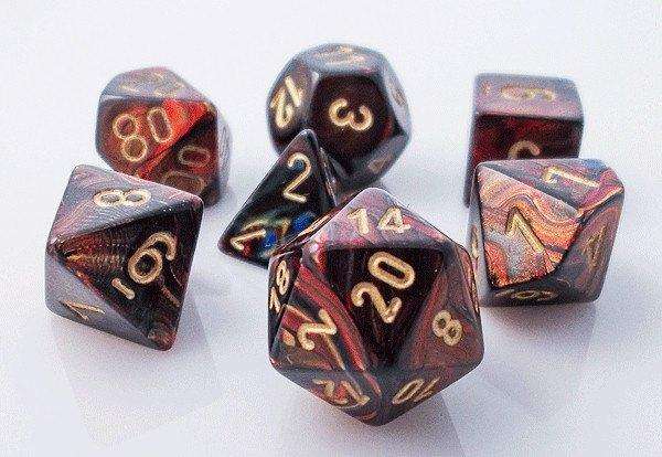 Polyhedral 7-Die Set - Scarab Polyhedral Blue Blood & Gold 7-Die Set