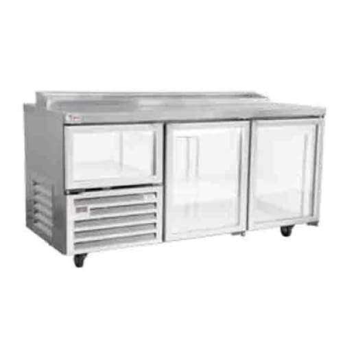 1.8m - 2.5 Door Top Underbar Fridge Self Contained Cabinet Glass Door Gd6pzth650