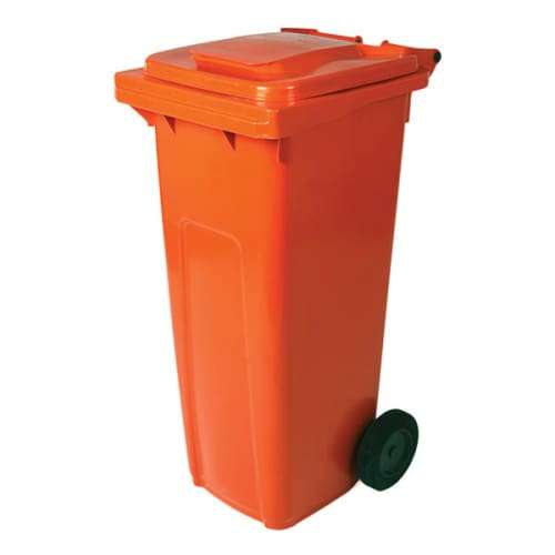 240lt Mobile Refuse Bin On Wheels Orange (paper) Global Ibp3240