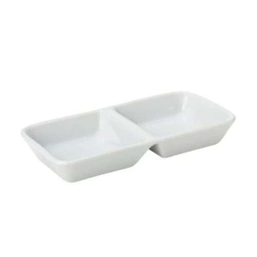 Accent - White - Rectangular 2 Division 14cm Dish (12) Ng5511-14