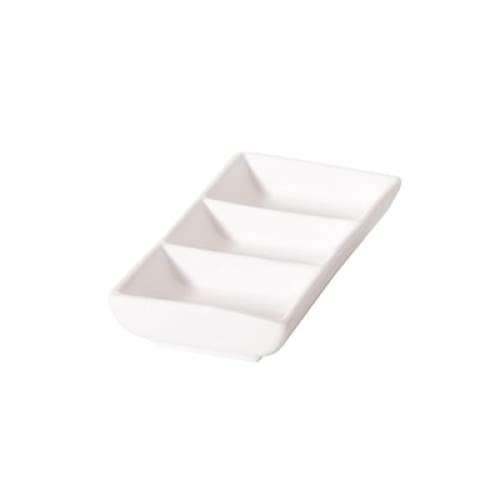 New Bone - White - Rectangle 3 Compt. Dish 12cm (24) Lacw1800212