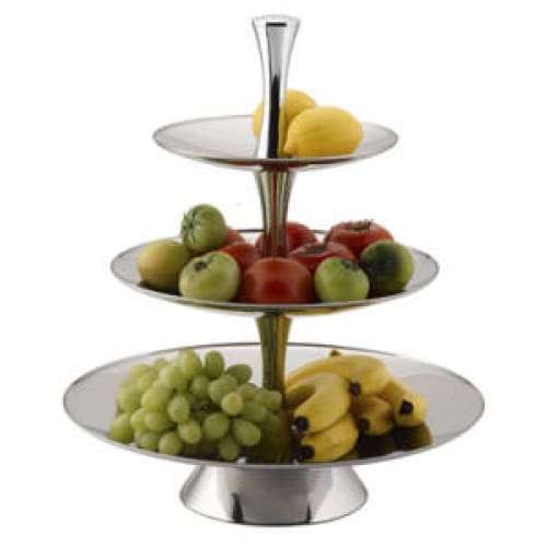 Fruit Stand S/steel - 3-tier 18/10 D375 x H530mm Fts0003