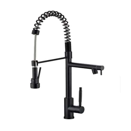 Professional Kitchen Mixer With Pull Out Spray & Swivel Spout Tap Matt Black Chromecater Mbf-12