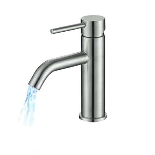 Single Lever Round Basin Mixer Brushed S/steel Chromecater Ssf-1