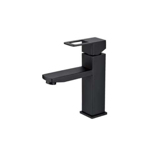Single Lever Square Basin Mixer Matt Black Chromecater Mbf-3