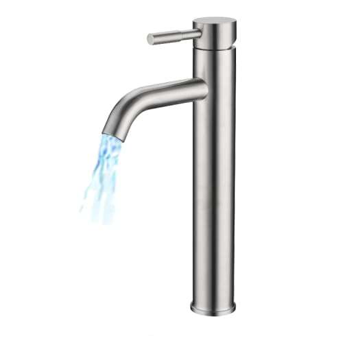 Single Lever Tall Round Basin Mixer Brushed S/steel Chromecater Ssf-2