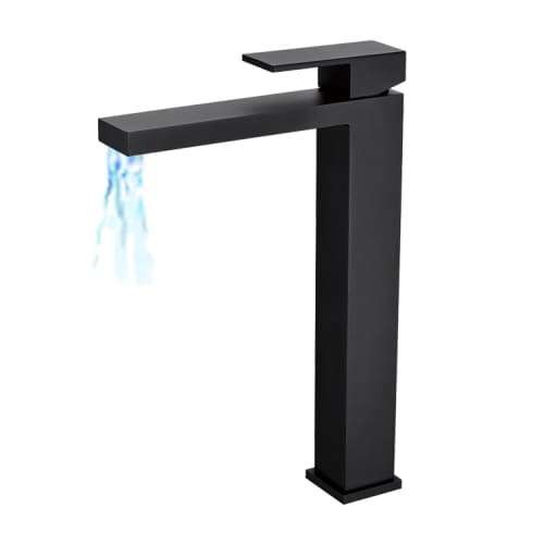 Single Lever Tall Square Basin Mixer Matt Black Chromecater Mbf-17