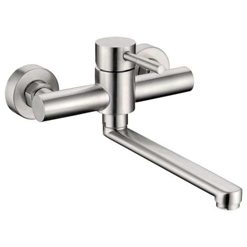 Single Lever Wall Mounted Sink Mixer With Bottom Swivel Spout S/steel Chromecater Ssf-33