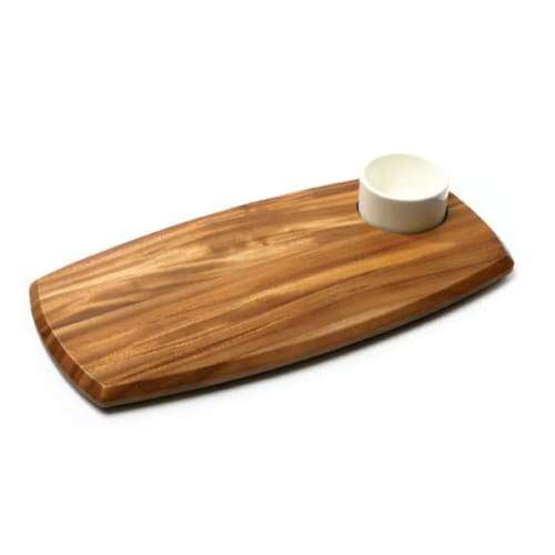 Wooden Serving Board With Dip Bowl (70ml Bowl) 180 x 362 x 20mm Wsb1180
