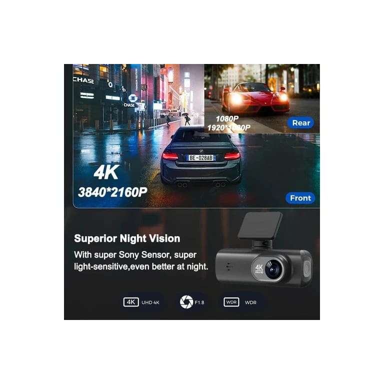 4K + 1080P Dual Dash Cam