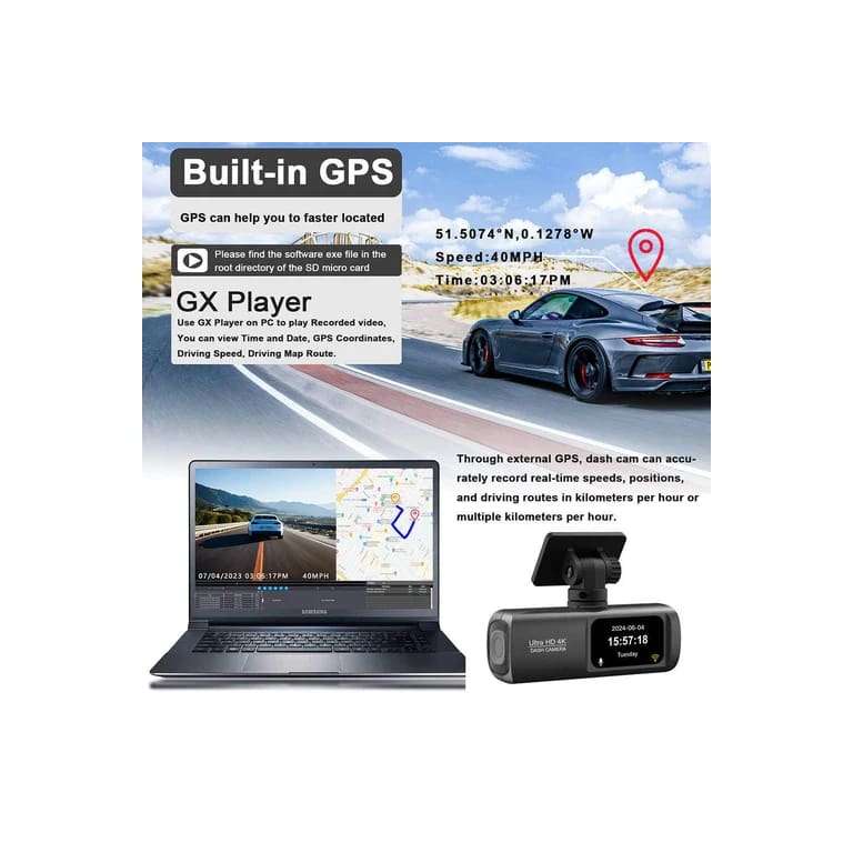 4K + 1080P Dual Dash Cam
