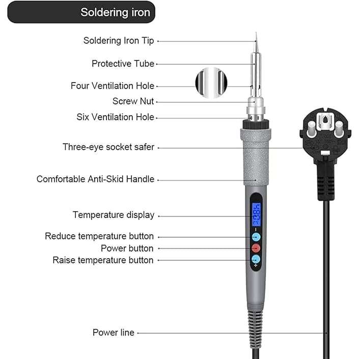 Reliable Soldering Iron Hand kit 90W Digital Soldering Iron kit Electric Soldering Iron with Mult...