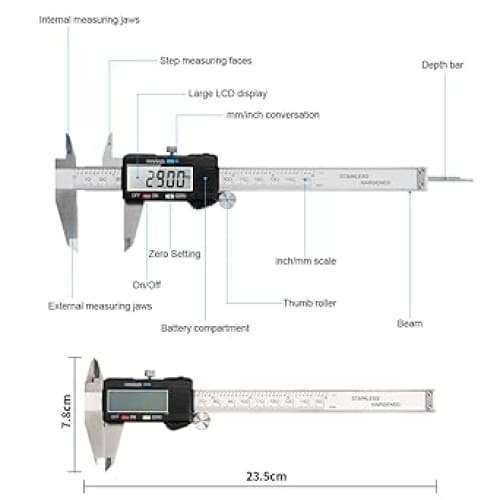 Xtreme Xccessories digital caliper 0-6 Metric Inch Fraction Caliper Measuring Tool Stainless Stee...