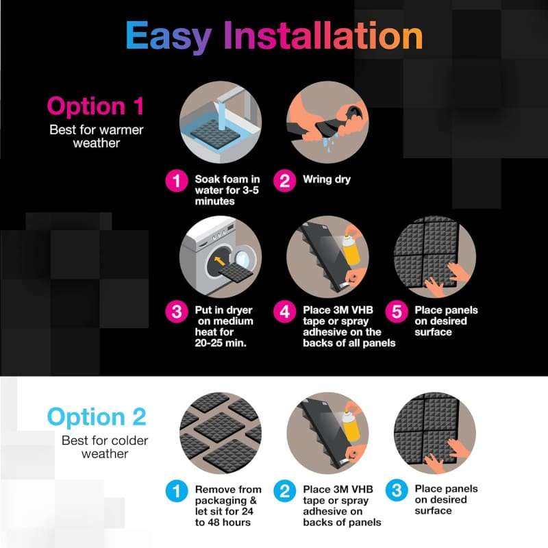 Xtreme Xccessories 12pc Acoustic Pyramid Home Studio Sound Proof  Foam Panels 30cm x30cm