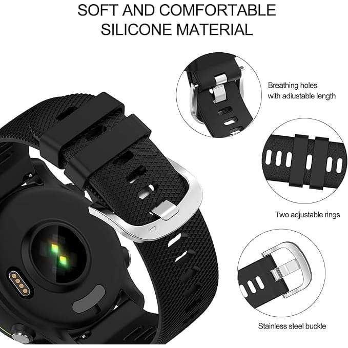 Waterproof 22mm Silicone Pin Strap for Garmin Forerunner 245, 645, Vivoactive 3, Vivomove, Venu &...