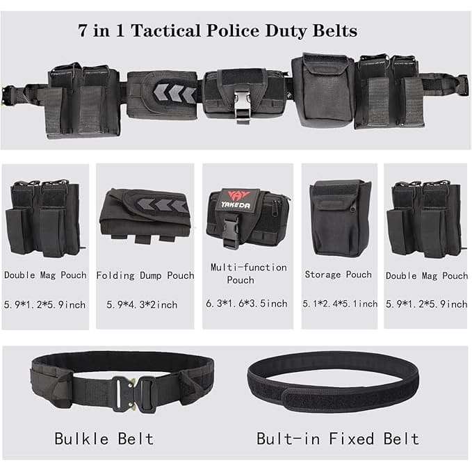 Tactical Battle Belt Set  Adjustable Duty Belt with Pouches
