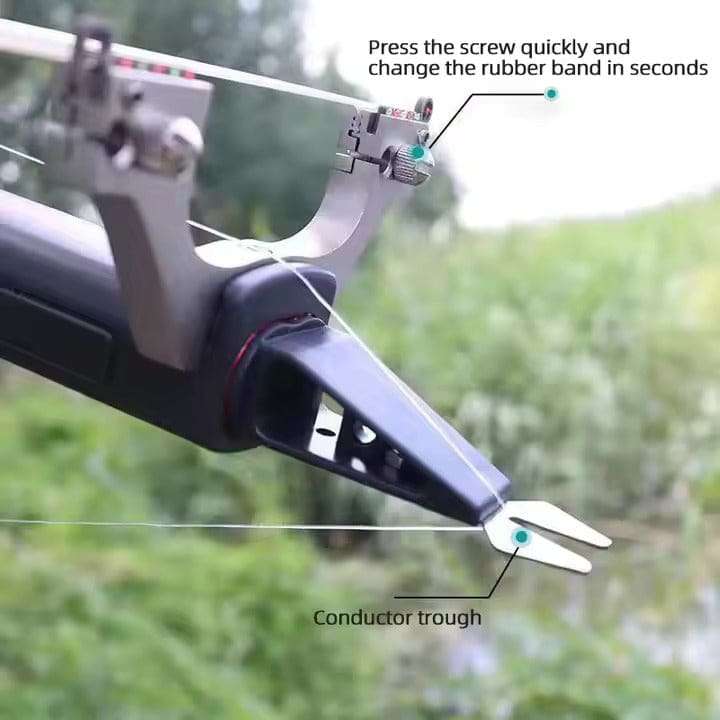 Metal Slingshot with Fishing Reel  Extended Type with Drag Grip