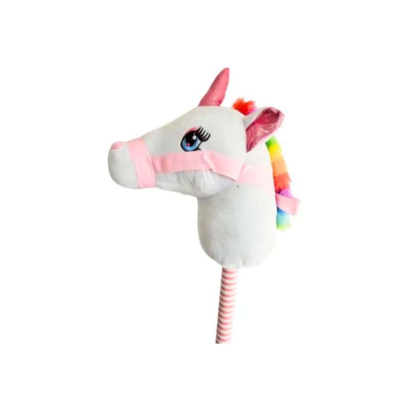 Soft Plush  White/Pink Unicorn Riding Toy stick with music