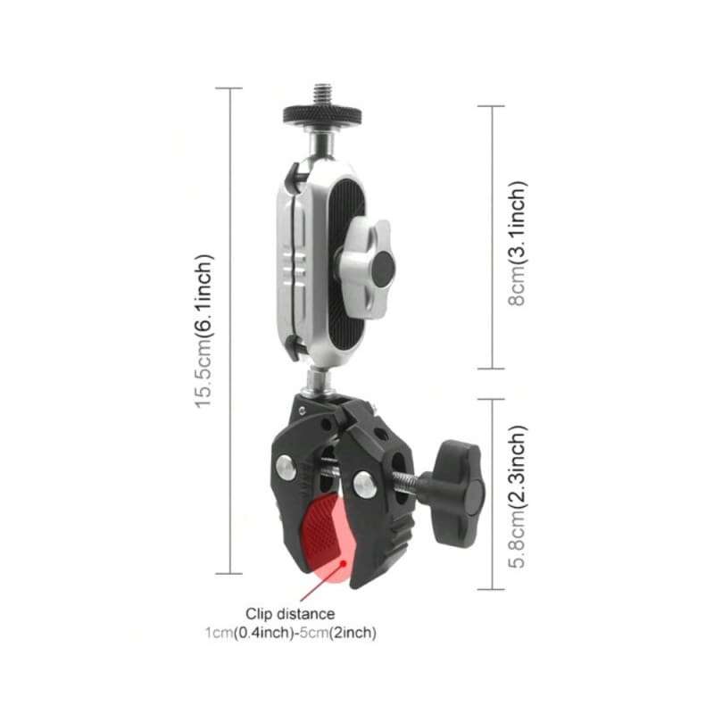 Xtreme Xccessories Motorcycle Bicycle Rail Mount Clamp with 360 degree Ball Mount Clip For Gopro ...