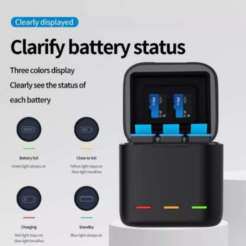 Triple Battery Charger for GoPro Hero 9, 10 ,11 , 12