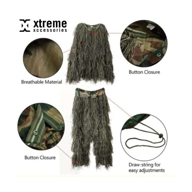 Xtreme Xccessories 3D Grass Style Green Forest Ghillie Suit Sniper Tactical Paintball Game Camouf...