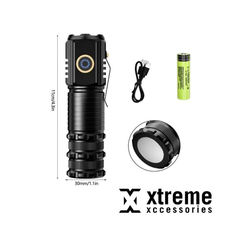 Xtreme Xccessories Mini Flashlight, Aluminum Alloy Rechargeable Flashlight with P35 Lamp Bead, Le...