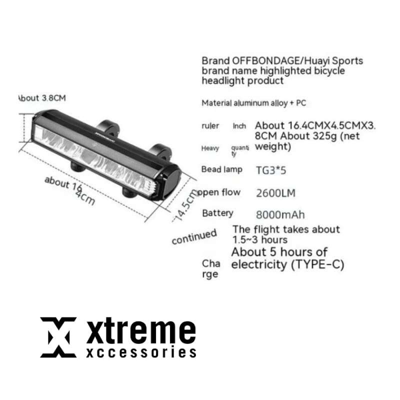 Xtreme Xccessories 2600 lumen 8000mAh bicycle led light
