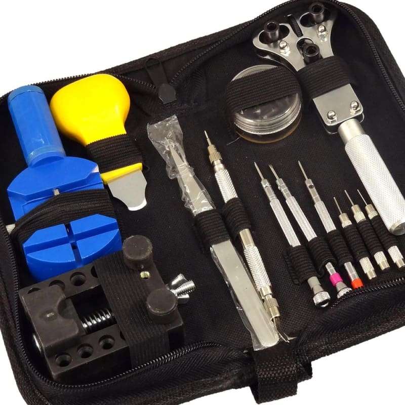13 pc Watch Repair Tool Kit Zip Case With Battery Opener Link Pin Remover Screwdriver