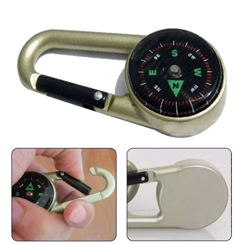 3 in 1 Thermometer Carabiner Mini Compass