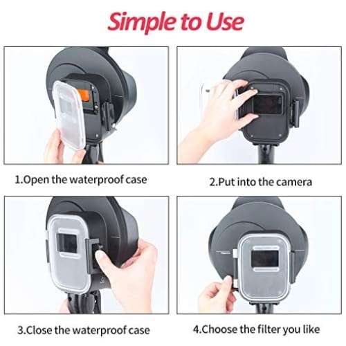 SHOOT DOME PORT FOR GOPRO CAMERA ACCESSORIES, WATERPROOF DOME WITH RED FILTER AND 10X MAGNIFIER F...