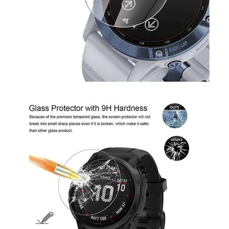 Xtreme Xccessories Tempered Glass Screen Protector for Garmin Fenix 7, 7S, 7X (42mm), 6, 6 Pro, 6...